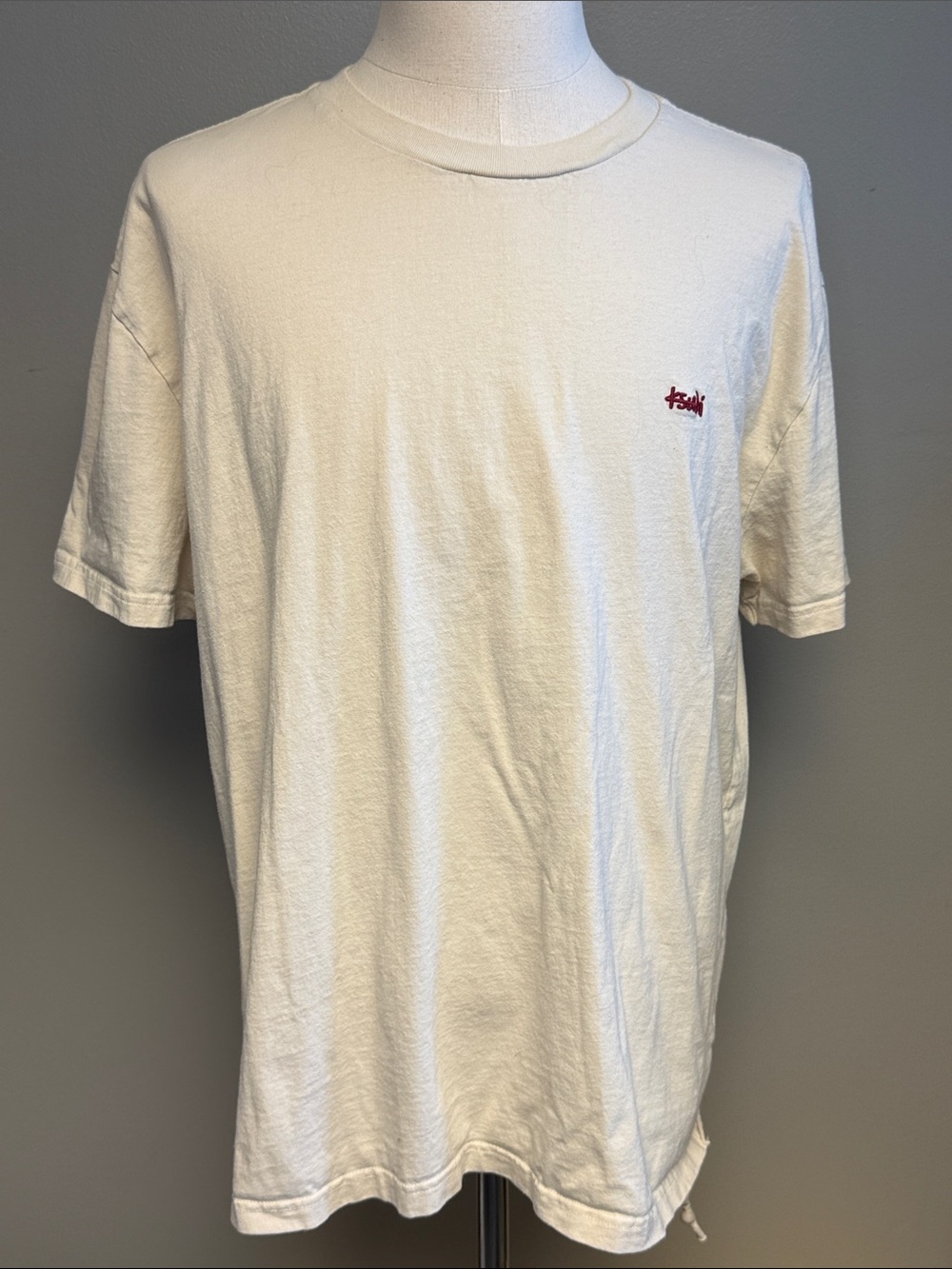 Ksubi Logo Embroidered T-Shirt Cream White XL 100% Cotton Short Sleeve